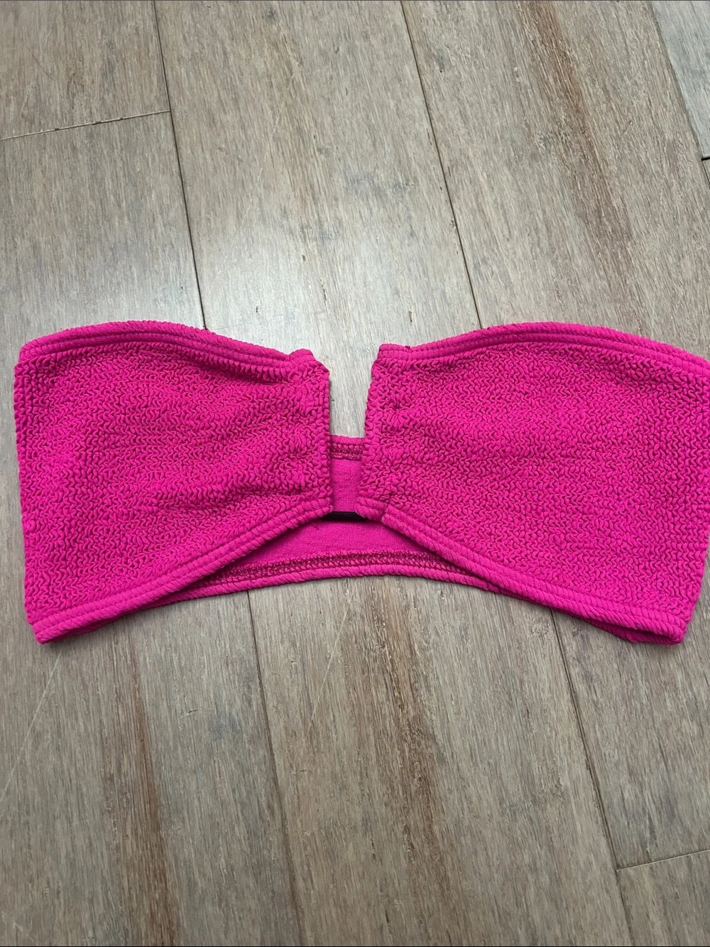 bond-eye Hot Pink Textured Bandeau Bikini Top